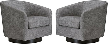 CHITA Swivel Accent Chair, FSC Certified Upholstered Fabric Barrel Chair for Living Room Set of 2, Fully Assembled, Pebble Grey