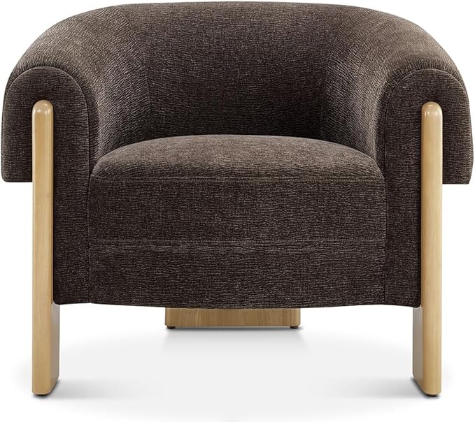 CHERS Mid-Century Modern Accent Chair, Upholstered Vintage Living Room Chairs with Wood Legs, Luxury Velvet Fabric Green Accent Chair Comfy Lounge Armchair for Reading Nook, Bedroom, Office (Espresso)