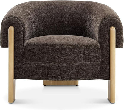 CHERS Mid-Century Modern Accent Chair, Upholstered Vintage Living Room Chairs with Wood Legs, Luxury Velvet Fabric Green Accent Chair Comfy Lounge Armchair for Reading Nook, Bedroom, Office (Espresso)