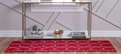 Unique Loom Trellis Frieze Collection Area Rug - Geometric (2' x 13' 1" Runner, Red/ Ivory)