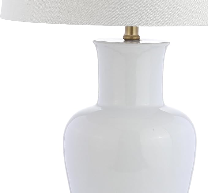 JONATHAN Y JYL4026A Julian 29" Ceramic LED Table Lamp Traditional Transitional Bedside Desk Nightstand Lamp for Bedroom Living Room Office College Bookcase LED Bulb Included, White/Gold