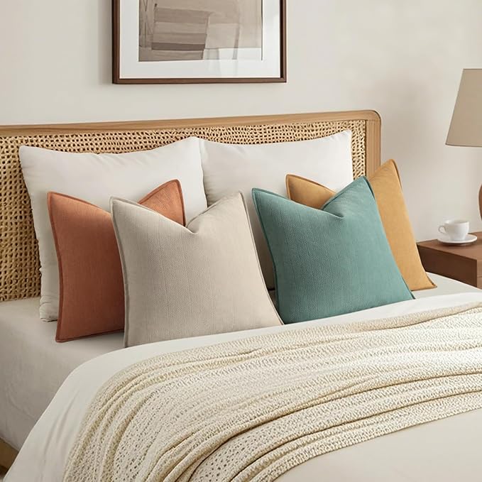 ZWJD Throw Pillow Covers 20x20 Set of 4 Chenille Pillow Covers with Elegant Design Soft and Luxurious Decorative Throw Pillows for Couch, Bed, and Home Decor
