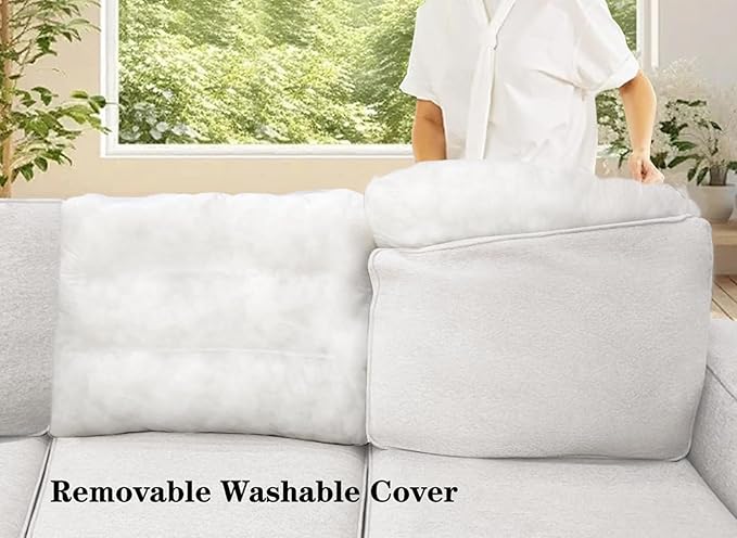 Legend Vansen Modular Sectional Sofa U Shaped Couch with Ottoman Modern Reversible Corner Sectional Couch for Living Room (Cream, U Shaped Sofa-4)