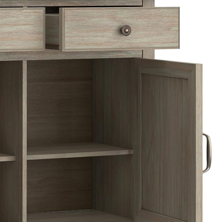 SIMPLIHOME Connaught 40-inch Wide Solid Wood Storage Cabinet in Distressed Grey for Entryway, Living Room, Organizer for Hats, Gloves, Shoes, Keys, Slim Design, Traditional Style
