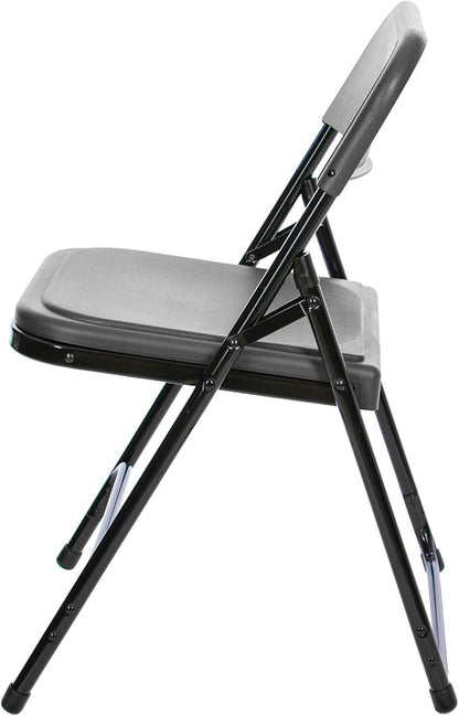 OEF Furnishings OEF800 Series Premium Heavy-Duty Plastic Folding Chairs, Lightweight, Durable Seating for Indoor and Outdoor Use, 500 lb Capacity (4-Pack, Gray Plastic with Black Frame)