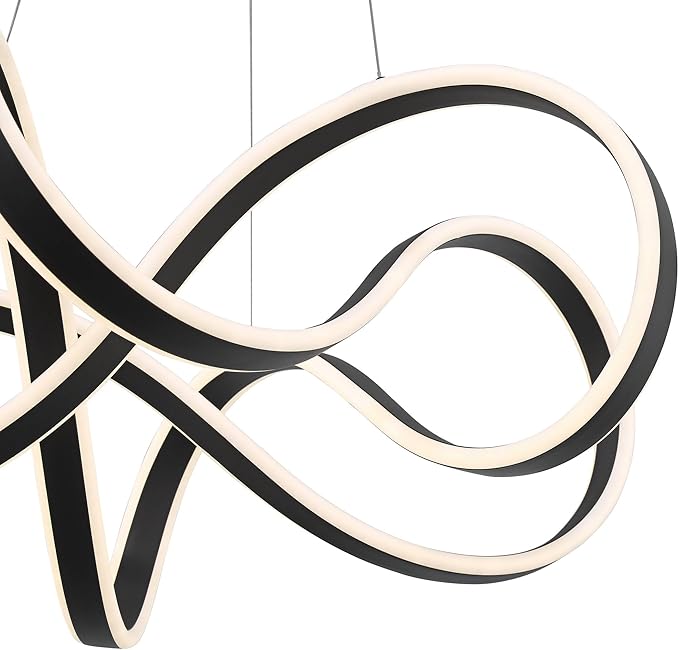 Possini Euro Design Helix Sand Black Ceiling Pendant Light 21" Wide Ultra Modern Sprial Twisted LED Light Strip Steel Metal Dining Room House Foyer Kitchen Island Entryway Home Living Room Bedroom