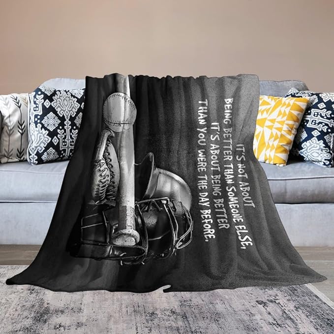 Baseball Throw Blanket for Kids & Adults - Soft, Warm & Cozy Fleece Blanket for Couch, Sofa & Bed - 40"x50"