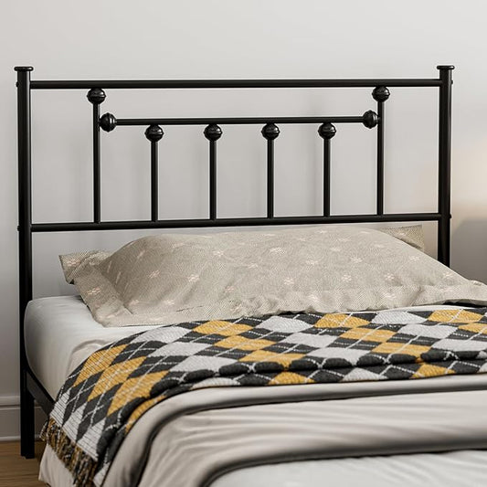 Metal Twin Size Headboard - Adjustable Height - Victorian Farmhouse Style, Steel Twin/Twin XL Headboard Only for Bedroom, Easy Assembly, Black