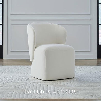 Liberty Furniture Accent Dining Chairs with Castors - Rounded Arm - Ivory Upholstry - Set of Four