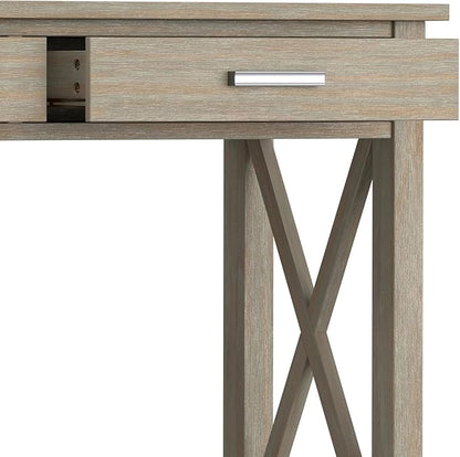 SIMPLIHOME Kitchener Console Table - 47 Inch Wide Solid Wood Sofa Table in Distressed Grey, Contemporary Storage Table for Entryway or Living Room with 2 Drawers, Bottom Shelf, and X-Design Sides