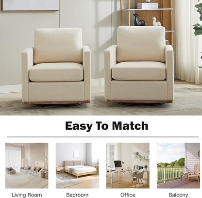 Chifee & Vingol 30.7" W Mid Century Modern Swivel Accent Chair for Living Room Set of 2,Beige