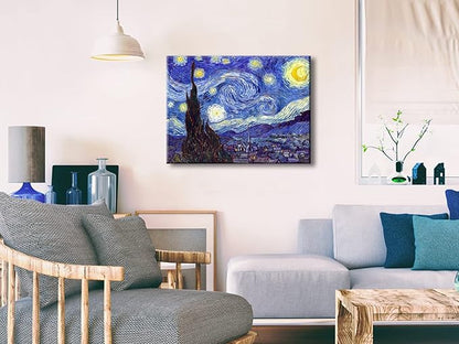Wieco Art Classic Abstract Giclee Canvas Prints Wall Art for Living Room Home Office Decor Large Starry Night by Van Gogh Famous Artwork Modern Stretched Landscape Pictures