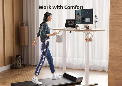 YDN Electric Standing Desk Adjustable Height, 48 x 24 Inches Stand up Desk with Cable Management, Home Office Desks with Splice Board & White Frame, Nature Top