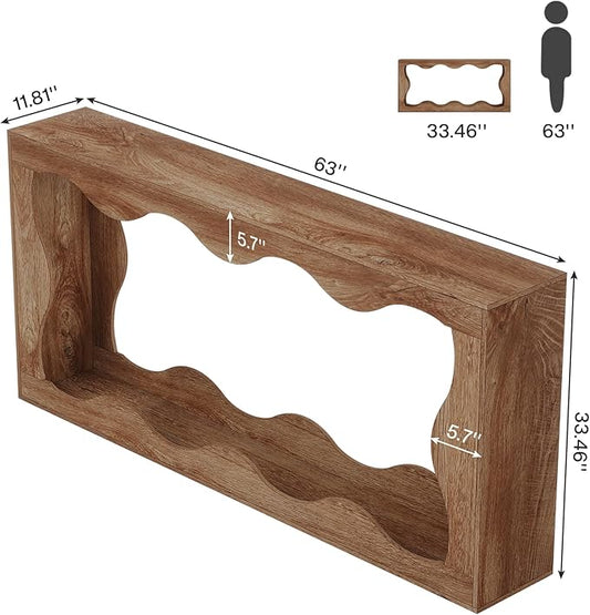 Tribesigns 63 Inches Farmhouse Console Table with Storage, Couch Table Behind Sofa, Long Entryway Sofa Station, Narrow Console Stand, Hallway Stand for Entryway Living Room, Wood Grain
