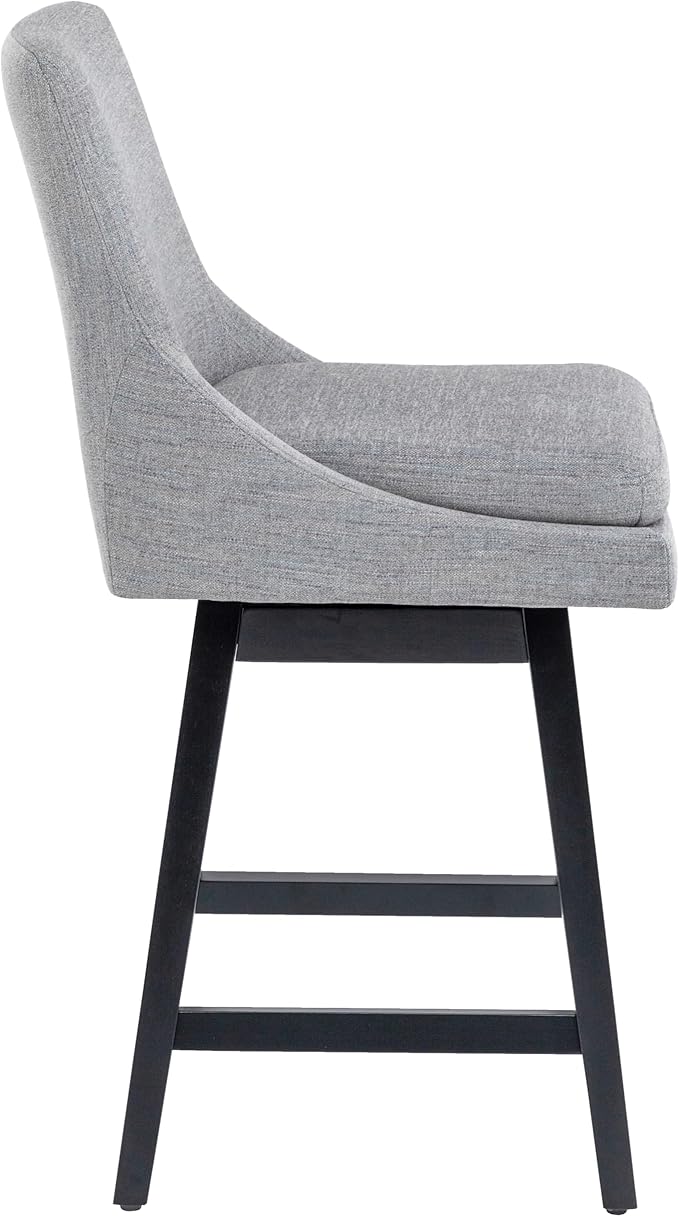 Bar Stools Set of 2, 26 Inch Upholstered Barstools with 14.2" High Back and Footrest, Swivel Counter Height Barstools for Kitchen Island Home Bar Performance Fabric Gray