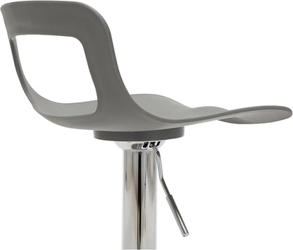 NOBPEINT Contemporary Chrome Air Lift Adjustable Swivel Bar Stool, Set of 2, Gray