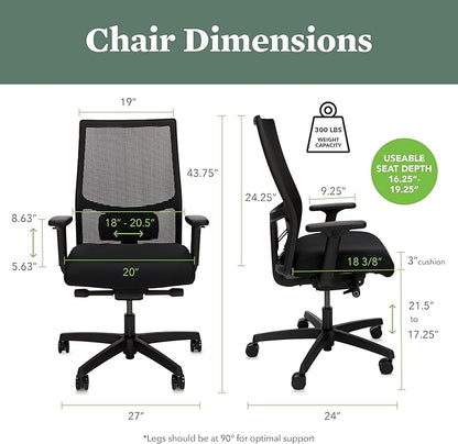 HON Ignition 2.0 Mid Back Task Chair, Spectrum Mesh, Advanced Synchro-Tilt Control, Office Chair with Lumbar Support, Height and Width Adjustable Arms, Black Frame, Quicksand