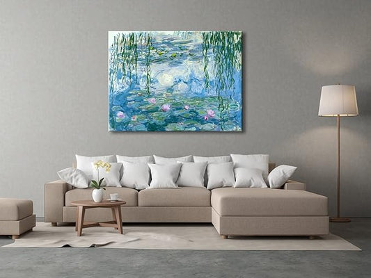 Wieco Art Water Lilies by Claude Monet Oil Paintings Flowers Reproduction Extra Large Modern Gallery Wrapped Giclee Canvas Prints Artwork Landscape Pictures on Canvas Wall Art for Home Decorations