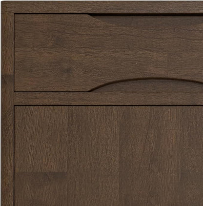 SIMPLIHOME Harper Solid Hardwood 40 inch Wide Mid Century Modern Entryway Storage Cabinet in Walnut Brown for The Living Room, Entryway and Family Room
