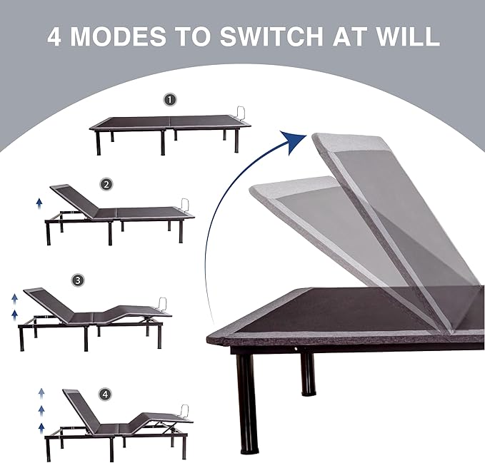 Split King Adjustable Bed Base Frame with Wireless Remote + 12 Inch SPK Gel Memory Foam Mattress Bed in a Box, Head and Foot Incline, Zero Gravity, Fiberglass Free,80" × 38"