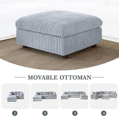 Cloud Modular Sectional Sofa, 8 Seater Oversized Sectional Couch, 157.4" U-Shaped Convertible Couches with 2 Ottomans, Deep Couches for Living Room, Washable & Replaceable Covers, Gray