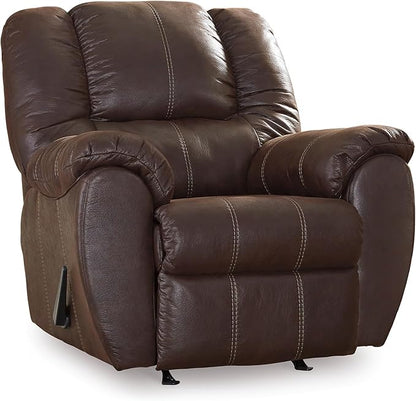 Signature Design by Ashley McGann Modern Faux Leather Manual Pull Rocker Recliner, Brown