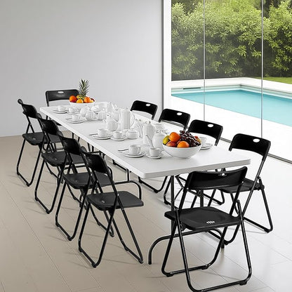 Karl home 10 Pcs Folding Chair, 300LBS Lightweight Foldable Plastic Chair, Reinforced Metal Frame Easy to Fold & Store for Indoor & Outdoor, Wedding, Party, Meeting Room, Patio and Garden, Black