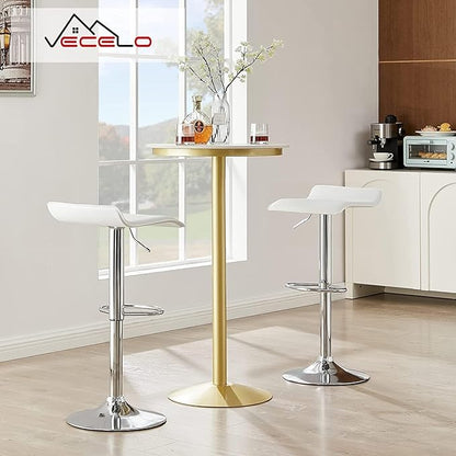 VECELO Bar Stools Set of 4, Armless Adjustable Swivel Barstools, Modern Backless Counter Height Stools for Kitchen, Island, Bar, White