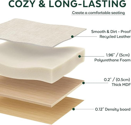 17.7" Ottoman with Storage, Square Storage Ottoman for Dorm, Linen Ottomans with Legs for Living Room, Bedroom, Beige