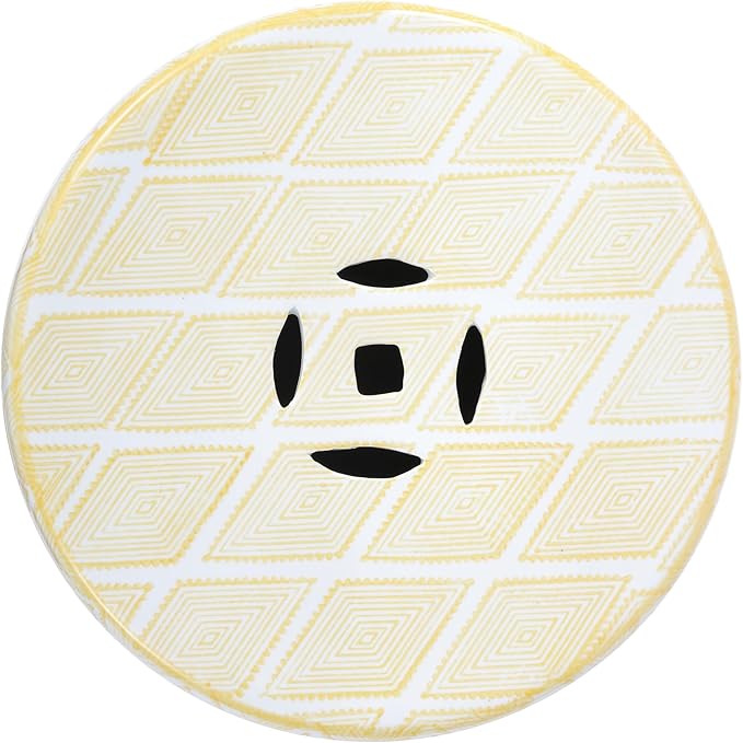JONATHAN Y TBL1019B Moroccan Diamonds 18" Ceramic Drum Indoor/Outdoor Garden Stool Coastal, Contemporary, Transitional, Patio, Garden Room, Bathroom, Living Room, Yellow