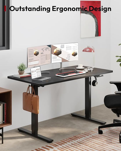 SANODESK Standing Desk Height Adjustable Electric Stand up Desk 55x24 Inches Sit Stand Home Office with Splice Board, Black Frame/Black Top