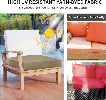 Easy-Going Waterproof Patio Cushion Covers ONLY Cover 24x24x4 inch 4 Pack Replacement Non-Slip Outdoor Seat Cushion Slipcover with Zipper. Camel