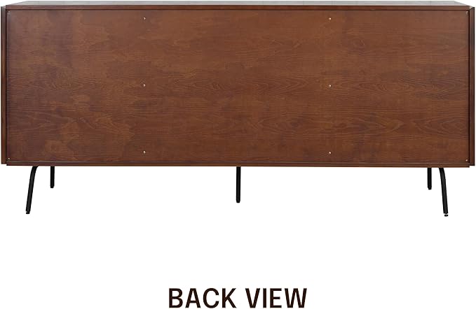 NTC Veil Large Sideboard with 2 Doors and 3 Drawers, Buffet Cabinet with Vertical Groove Design and Metal Legs, Storage Cabinet for Living Room, and Entryway, Effortless Assembly - Dark Walnut
