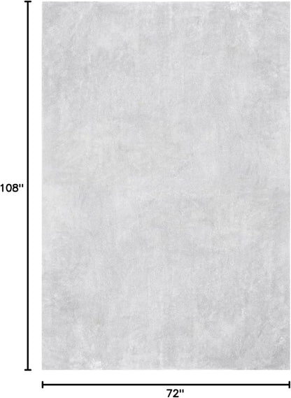 nuLOOM 6' x 9' Cozy Plush SuperiorWash Area Rug, Machine Washable, Non-Slip, Soft Fluffy Shag Carpet for Living Room Bedroom Kids Room Nursery Home Decor, Loni Light Grey