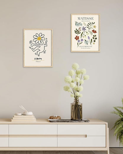 Abstract Matisse Wall Art Decor,Unframed Flower Market Print Posters Set of 3,12x16in Green Quality Canvas Paintings for Home Decoration in Bathroom,Living Room,Bedroom