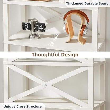 5 Tier Bookshelf 70" Tall Bookcase with Barn Doors,Large Farmhouse Display Book Shelf with Adjustable Shelves and Storage Cabinet，Library Wood Bookshelves for Living Room,Kitchen,White(3PCS)
