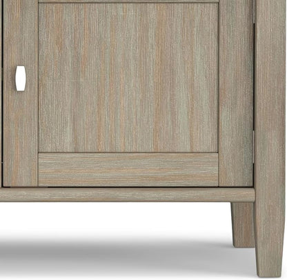 SIMPLIHOME Warm Shaker Entryway Storage Bench - 44 inch Wide Solid Wood Storage Seat in Distressed Grey, Transitional Bench Seat for Mudroom or Living Room with Lift-Up Lid and Shaker-Style Panels