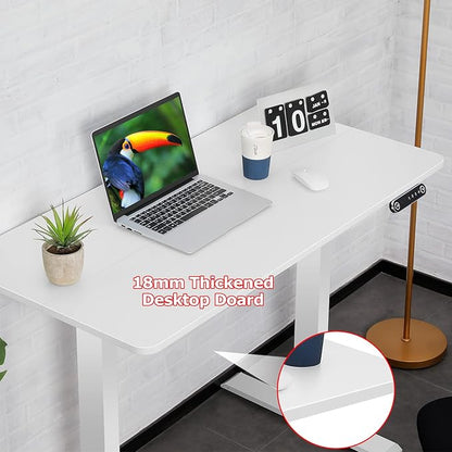 farexon 48 x 24 inch Standing Desk Electric Adjustable Height with Charging Station,USB Outlets, Stand up Desk with Ergonomic Workstation, 18mm Tabletop(White)