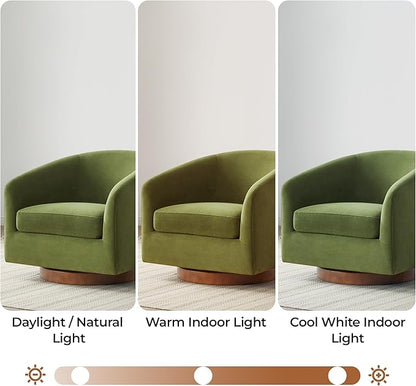 CHITA Swivel Accent Chair, FSC Certified Upholstered Velvet Barrel Chair for Living Room Set of 2, Fully Assembled, Forest Green