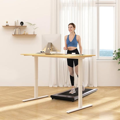 FLEXISPOT E3 Dual Motor Electric Standing Desk 55x28 Inch Whole-Piece Board Height Adjustable Electric Sit Stand Desk (White Frame + Maple Desktop, 2 Packages)