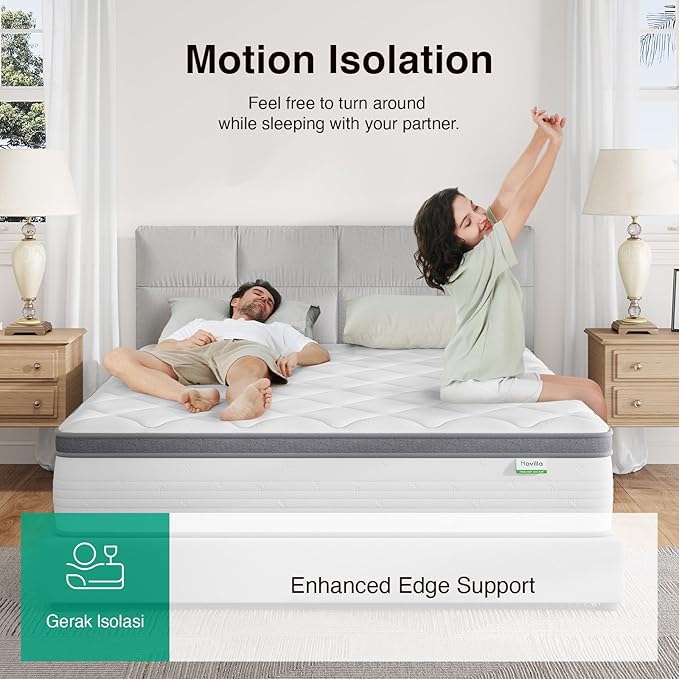 Novilla Queen Mattress 14 Inch, Hybrid Mattress Queen in a Box,Foam Innerspring Mattresses for Body Supportive & Pressure Relief, Comfort Pillow Top for Medium Firm Feel