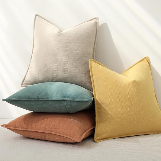 ZWJD Throw Pillow Covers 20x20 Set of 4 Chenille Pillow Covers with Elegant Design Soft and Luxurious Decorative Throw Pillows for Couch, Bed, and Home Decor