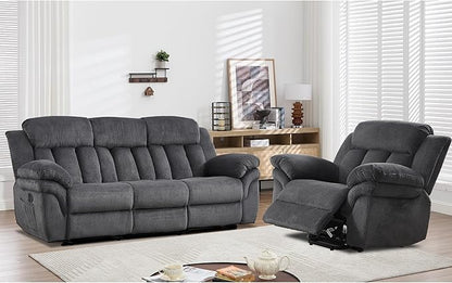 CANMOV Recliner Sofa Set, Oversize Power Lift Recliner Chair and Manual Loveseat with Overstuffed Armrest for Living Room,Bedroom Furniture,Office,1+3 Seat Grey