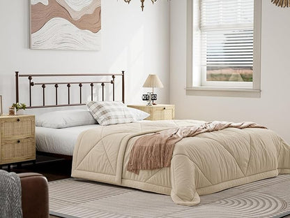 Metal Full Size Headboard, Victorian Farmhouse Style, Easy Assembly, Steel Full Headboard Only for Bedroom - Brown