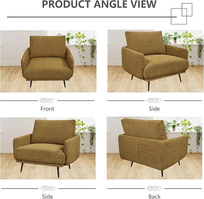 Oversized Accent Chair for Living Room Chairs Reading Arm Chair Comfy Modern Single Sofa Side Chairs with Metal Legs & Soft Cushion for Bedroom, Waiting Room (Chenille Pumpin, Set of 1)