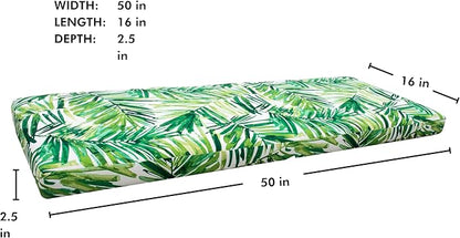 Tommy Bahama Bench Cushion, 50" X 16" X 2.5", Coastal Palm Green Leaf