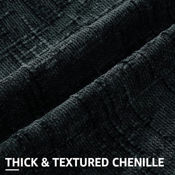 decorUhome Black Chenille Throw Pillow Covers 12x20 Set of 2 Thick Textured Slubby Couch Pillow Covers Farmhouse Accent Modern Neutral Decorative Pillow Cases for Bed Sofa Living Room