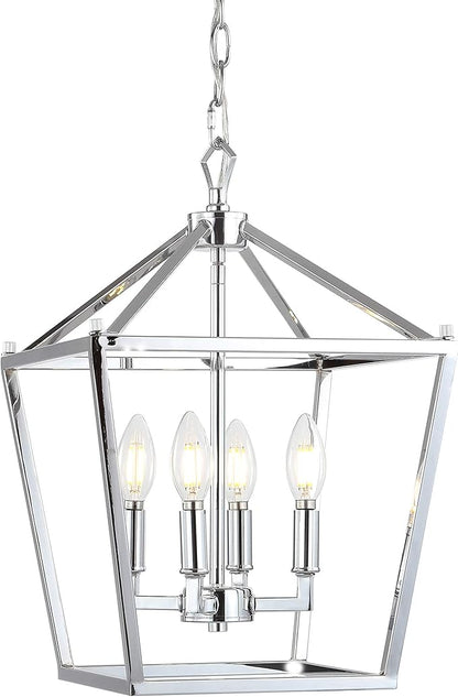 JONATHAN Y JYL7436C Pagoda Lantern Dimmable Adjustable Metal LED Pendant Classic Traditional Farmhouse Dining Room Living Room Kitchen Foyer Bedroom Hallway, 12 in, Chrome