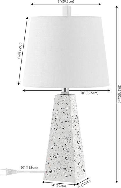 JONATHAN Y JYL1037B-SET2 Owen 20.5" Resin LED Table Lamp Contemporary, Office, Living Room, Family Room, Dining Room, Bedroom, Hallway, Foyer, White Terrazzo (Set of 2)