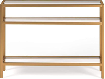 Henn&Hart 42" Wide Rectangular Console Table in Brass, Entryway Table, Accent Table for Living Room, Hallway